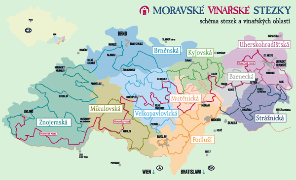 mapa moravských vinařských cyklostezek